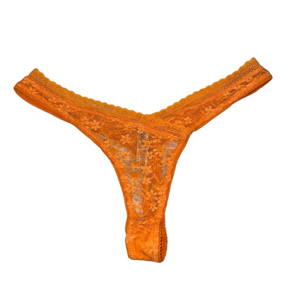 Free People Intimately Orange High Cut Daisy Lace Thong Small NWOT - Picture 2 of 3